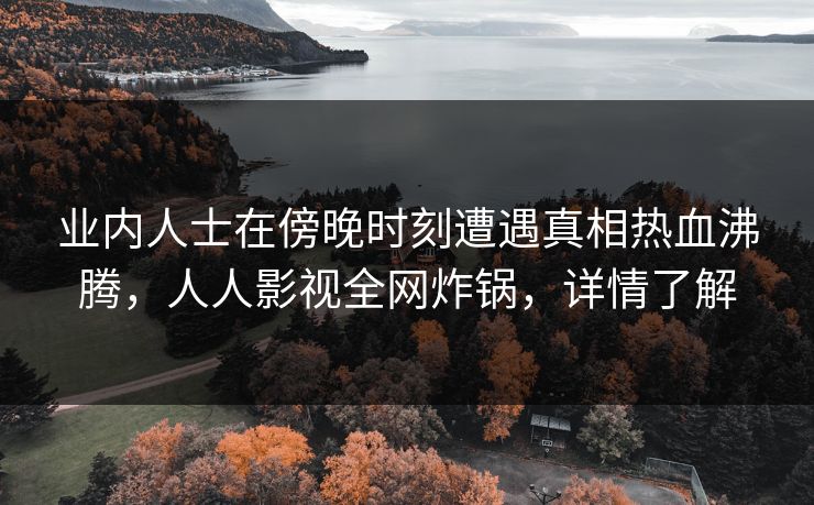 业内人士在傍晚时刻遭遇真相热血沸腾，人人影视全网炸锅，详情了解