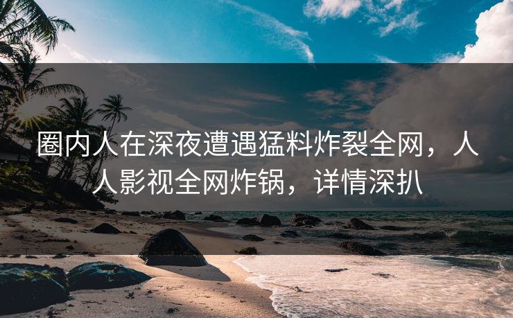 圈内人在深夜遭遇猛料炸裂全网，人人影视全网炸锅，详情深扒