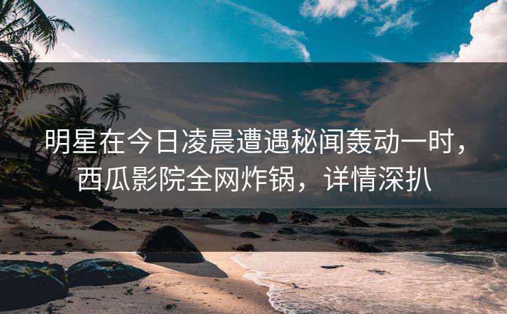 明星在今日凌晨遭遇秘闻轰动一时，西瓜影院全网炸锅，详情深扒